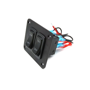 Panneau d'interrupteurs à bascule étanche en aluminium 12V/24V DC 2 gangs série L, pré-câblé marche/arrêt pour VR, automobiles, bateaux marins - Product Image 1