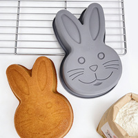 Moule à gâteau en silicone en forme de lapin de Pâques, grand moule à pâtisserie tête de lapin, moule à pain 3D animal, outil de cuisson de qualité alimentaire pour pâtisserie