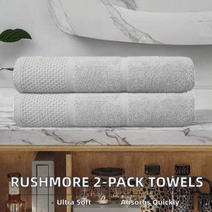 Rushmore Cotton Honey Combed Ultra Soft Highly Absorbent Bath <b>Towel</b> <b>Set</b> Pack 2 (70x140cm 500-699 GSM) for Hotel Spa <b>Bathroom</b> - Product Image 2