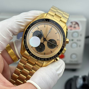 Top Luxury Golden Stainless Steel <b>Case</b> Three-Eye Chronograph Automatic Winding Waterproof Men's Mechanical <b>Watch</b> - Product Image 2