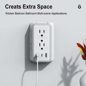 Prise murale, rallonge à 6 prises OULIYO avec prise USB C multi-prises - Product Image 5