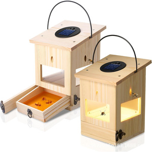 Piège à abeilles extérieur en bois pour l'exportation, piège à abeilles suspendu en bois massif, piège à insectes mural en bois - Product Image 3