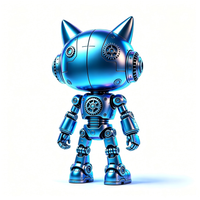 Figur Robot PVC Kustom OEM Warna Biru, Boneka Gaya Cyberpunk Cetakan Injeksi untuk Koleksi & Dekorasi Meja