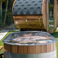 Hachillspa Edelstahl-Tauchbecken im Freien, oval, für Kaltwassertherapie, mit Zedernholzumrandung, Wärmeabdeckung und Eisbadfunktion