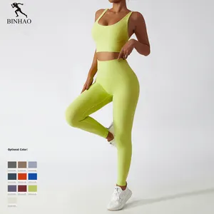 2022 Trendy Gym Yoga Outfits Vrouwen Naakt Voelen Zweettransporterend Boterachtige Zachte Atletische Active Wear Gym Fitness Set