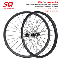 Jeu de roues VTT carbone 29 pouces Tubeless Hookless Ready, rayons Sapim CX-Ray, moyeu D-T350 Boost Center Lock, compatible 6 boulons HG/XD/MS