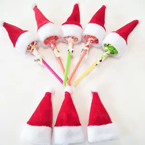 Мини Рождественская шляпа Санты с плюшевым шариком дешевый шарф Рождественская мини Санта красная шляпа столовые приборы для декора