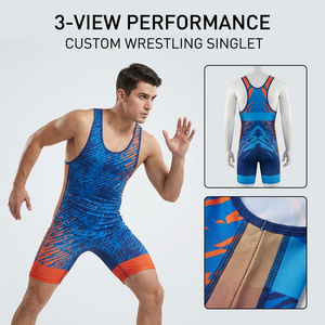 ชุดนักมวยปล้ำสั่งทำพิเศษจากโรงงานโดยตรง ชุดนักมวยปล้ำปักโลโก้แบบกำหนดเอง เย็บแบบ Flatlock ผ้าสแปนเด็กซ์ พิมพ์ลายแบบ Sublimation ชุดนักมวยปล้ำสำหรับการต่อสู้ - Product Image 2