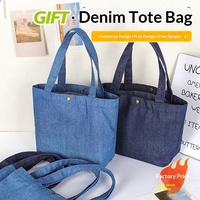 Sac fourre-tout en toile denim imprimé sur mesure, grande capacité, avec poignées renforcées, logo personnalisé pour les détaillants et les événements