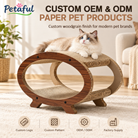 Griffoir pour chat en bois grainé ovale OEM, double couche, tunnel creux, griffoir ondulé, canapé pour chat pour chats d'intérieur et chatons