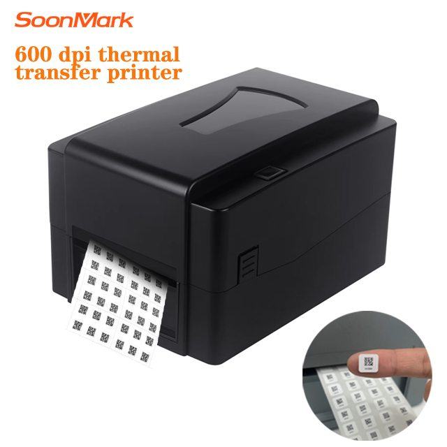 600dpi Light Industrial Thermal Transfer Printer Garment Washing Label Ribbon Barcode Printer 4 Inch Ribbon Printer with Cutter