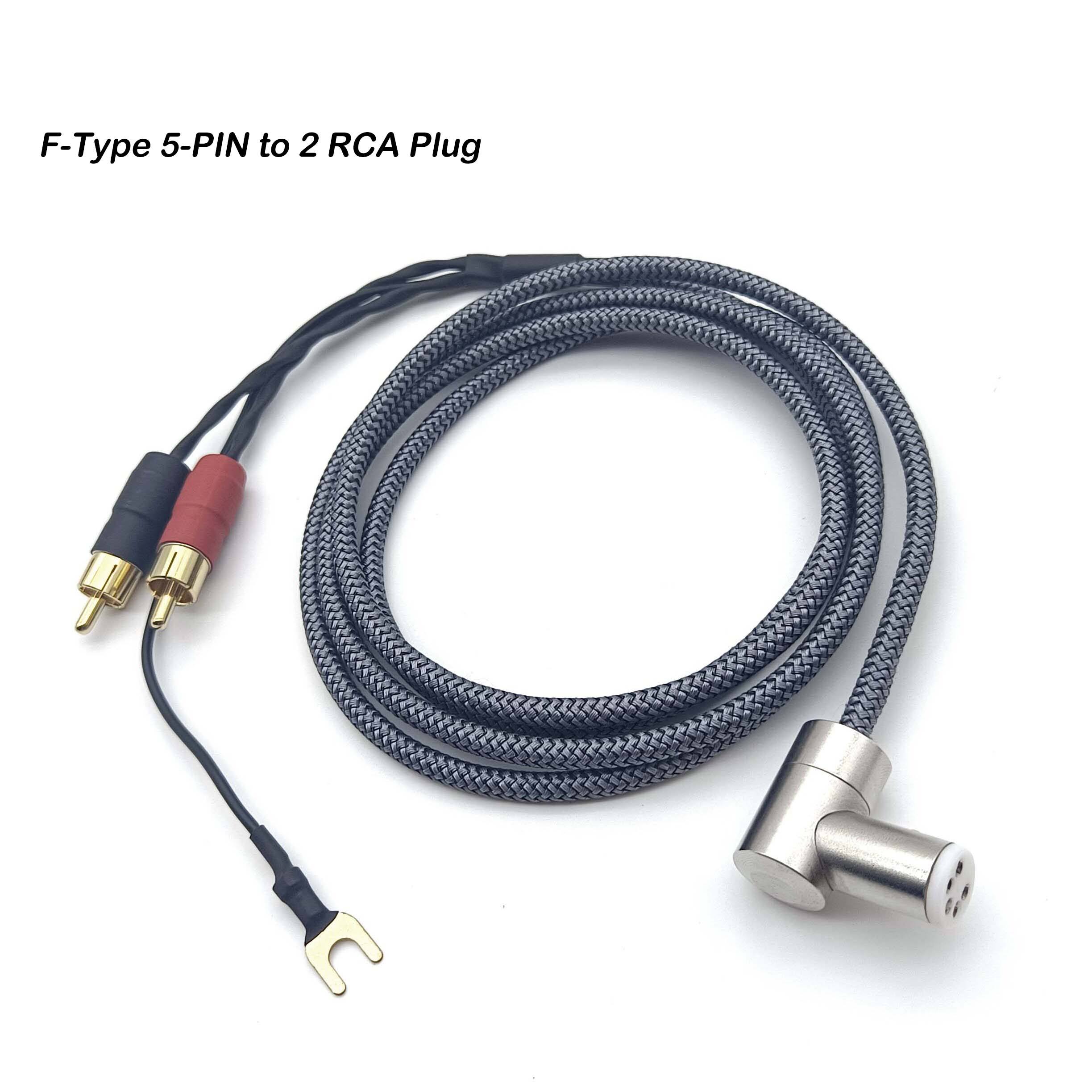 Fiche argentée F-Type 5 broches vers 2 RCA