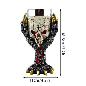 Copa retro de acero inoxidable con calavera, taza de doble pared para beber, taza gótica para fiestas, vaso para bebidas de Halloween, adorno de resina - Product Image 2
