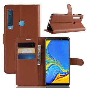 di Cuoio del grano del Litchi Per <span class=keywords><strong>Samsung</strong></span> Galaxy <span class=keywords><strong>A9</strong></span> <span class=keywords><strong>2018</strong></span> Del Raccoglitore Del Supporto di Caso della copertura posteriore - Product Image 1