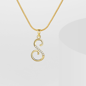 Collana da donna KISSWIFE CZ con ciondolo a lettere iniziali miste (26 lettere dell'alfabeto) in rame placcato oro su catena a serpente - Product Image 4