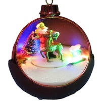 Boules de Noël en cristal sculptées à la main avec éclairage LED, finition métallique, 5-5,9 pouces, pour ambiance intérieure