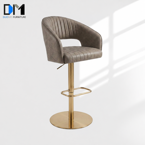 <span class=keywords><strong>Tabouret</strong></span> <span class=keywords><strong>de</strong></span> <span class=keywords><strong>bar</strong></span> capitonné DM Modern Channel, hauteur réglable, en <span class=keywords><strong>velours</strong></span> et cuir PU avec base dorée - Vente en gros, fabrication sur mesure - Product Image 1