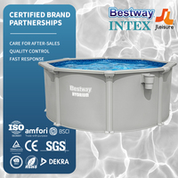 Bestway 561YU 3,05m X 1,22m Großer Eisenblech-Metallrahmen Garten-Familien-Piscina Tragbarer Oberirdischer Outdoor-Schwimmbad-Set
