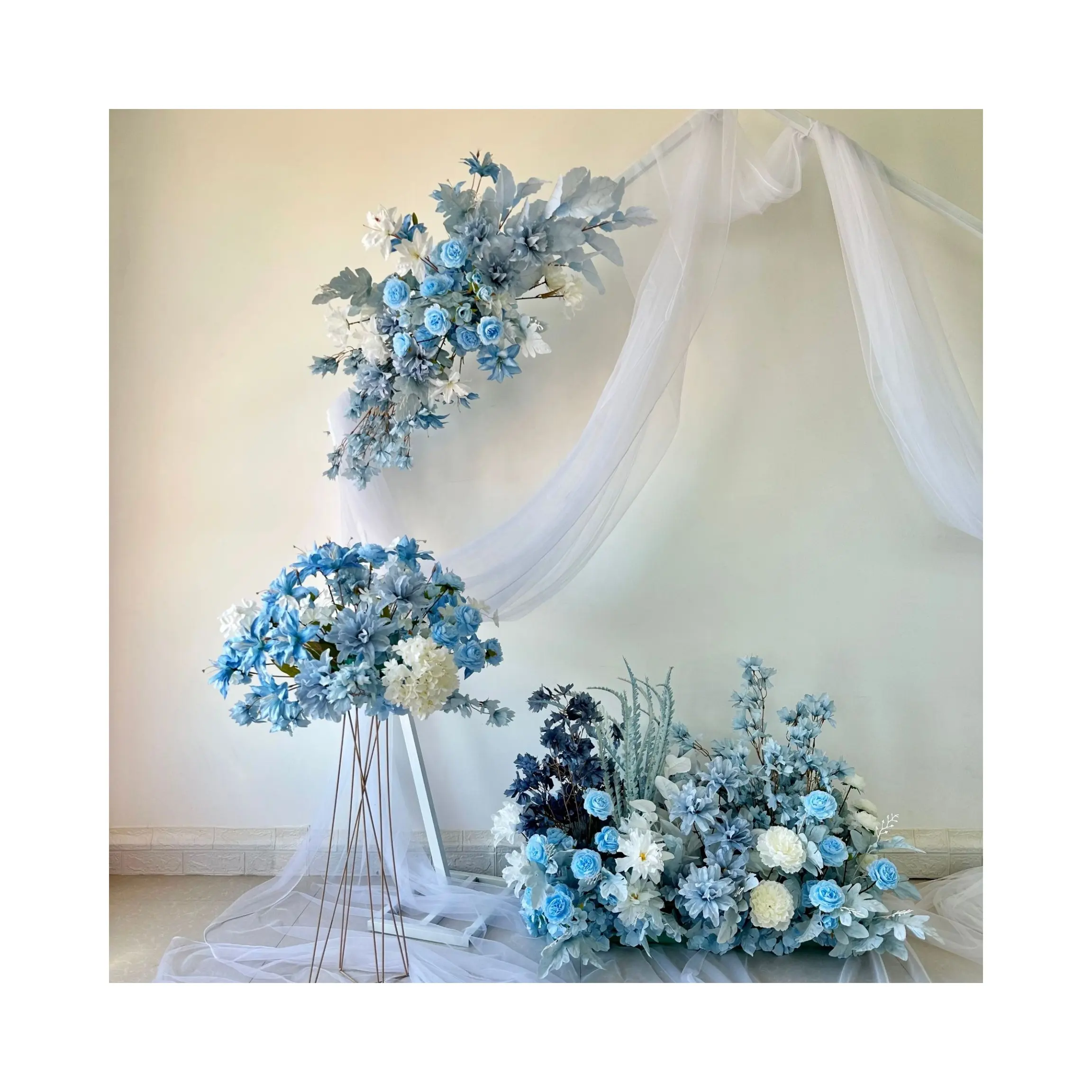Không khí đám cưới bố trí hoa lụa trang trí hoa sắp xếp mô phỏng, hoa nhân tạo