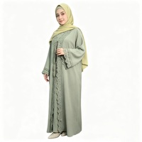 Ensemble Abaya à manches cloche en dentelle pour femme, ouvert sur le devant, superposé, tenue modeste, vêtements musulmans islamiques, longueur au sol