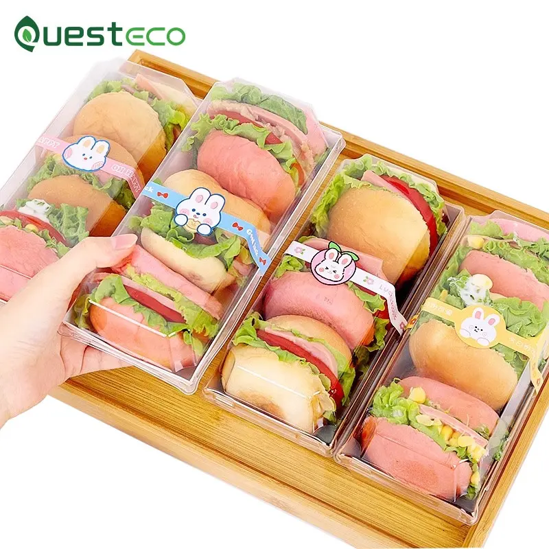 Personalizado impresso Preço Baixo Qualidade Superior Bolo De Sanduíche Café Da Manhã Carry Box Luxe Takeaway Sushi Plastic Lid Kraft Paper Box