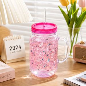 Gobelet réutilisable de 22 oz sans BPA, personnalisable, avec poignée et paille, pour globe à neige DIY, couleur personnalisée, sérigraphie, vente en gros - Product Image 6
