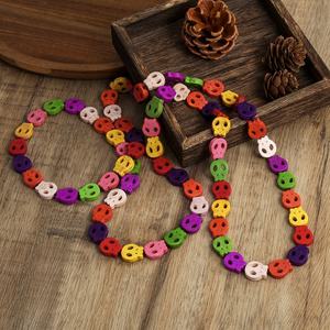 Cadılar bayramı renkli kafatası kolye moda Bohemian 118-120cm renkli turkuaz kafatası çapraz düğümlü 2 Wrap uzun kolye - Product Image 2