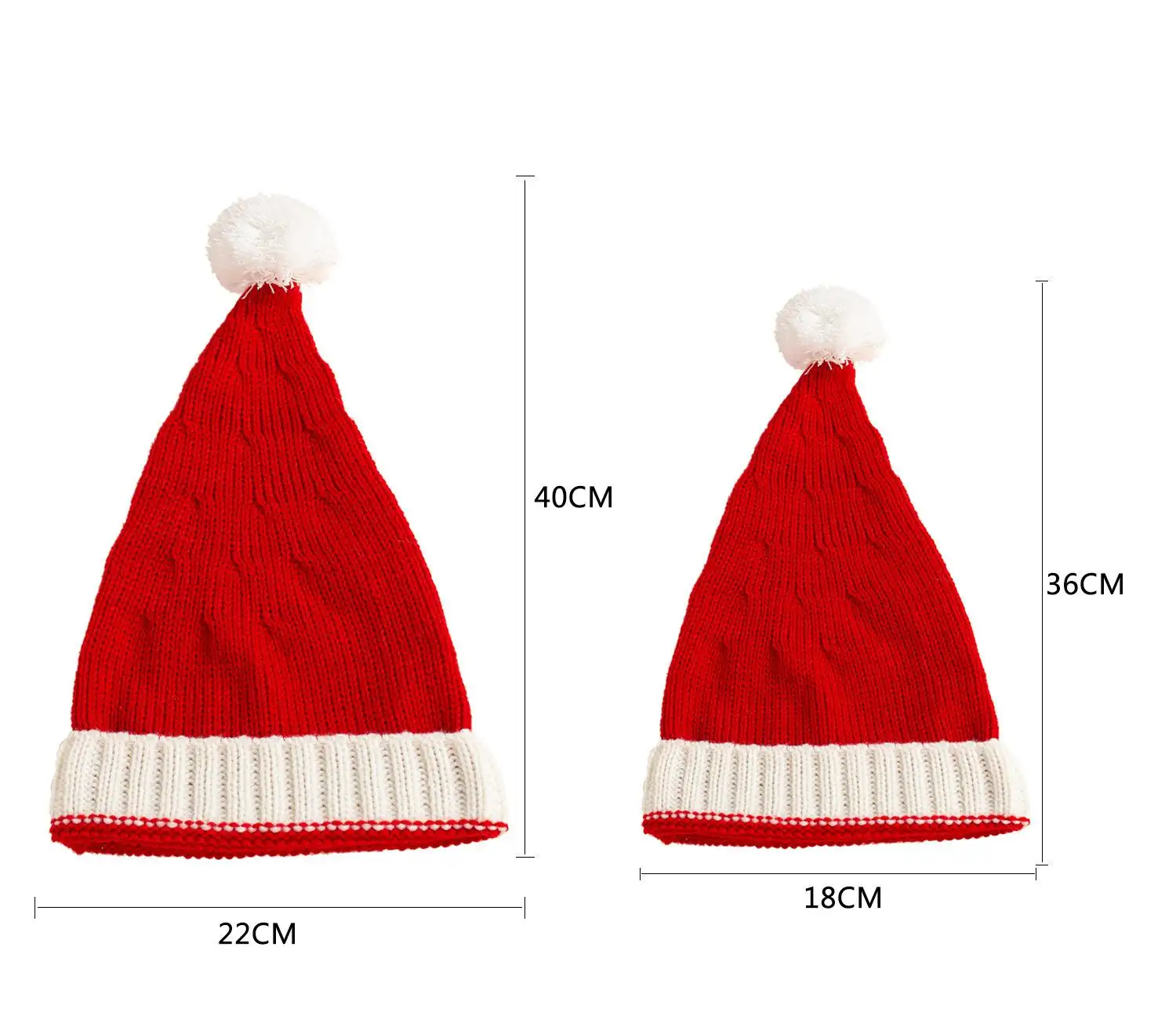 New hot-selling Christmas decorations thick hat knitted fabric with fur ball mom and baby new Christmas warm hat