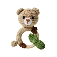 Hochet en peluche fait main, animaux en crochet, poupées tricotées pour bébé, jouets apaisants, jouets à mâcher, fabrication Henan