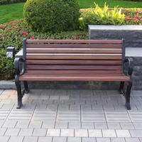 Banc de jardin extérieur avec dossier en métal et assise en composite bois-plastique, idéal pour les espaces publics et résidentiels, vente en gros