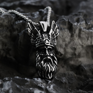 Collar con Colgante de Guerrero Vikingo de Acero Inoxidable Estilo Nórdico Retro, Diseño con Rostro, Joyería de Regalo para Hombre - Product Image 3