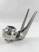 Klem Tri Clover baja tahan karat 316L, segel katup kupu-kupu Manual untuk DN15-DN150 air