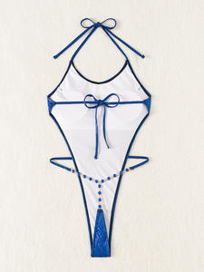 Traje de Baño Monokini Sexy para Mujer, Spandex/Nailon, de Una Pieza, Estilo Halter, Bikini Extremo, Lencería Teddy, 2 Piezas, Transpirable - Product Image 4