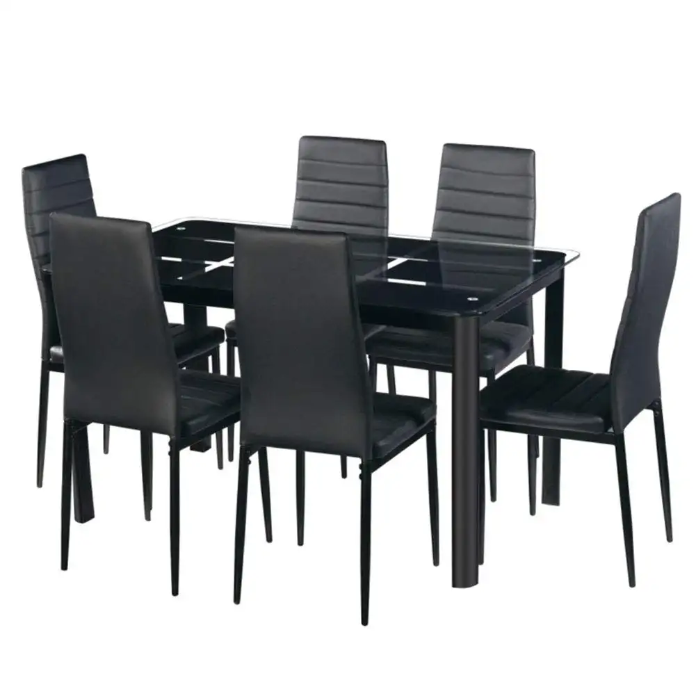 Mid century living room black table top with chair modern 10 seater dining table set