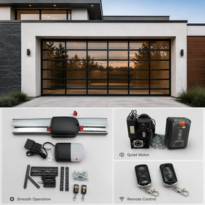 <span class=keywords><strong>Porte</strong></span> <span class=keywords><strong>de</strong></span> <span class=keywords><strong>garage</strong></span> <span class=keywords><strong>sectionnelle</strong></span> <span class=keywords><strong>motorisée</strong></span> en aluminium et verre <span class=keywords><strong>de</strong></span> luxe, vitrage trempé, couleur personnalisée pour villa résidentielle - Product Image 6