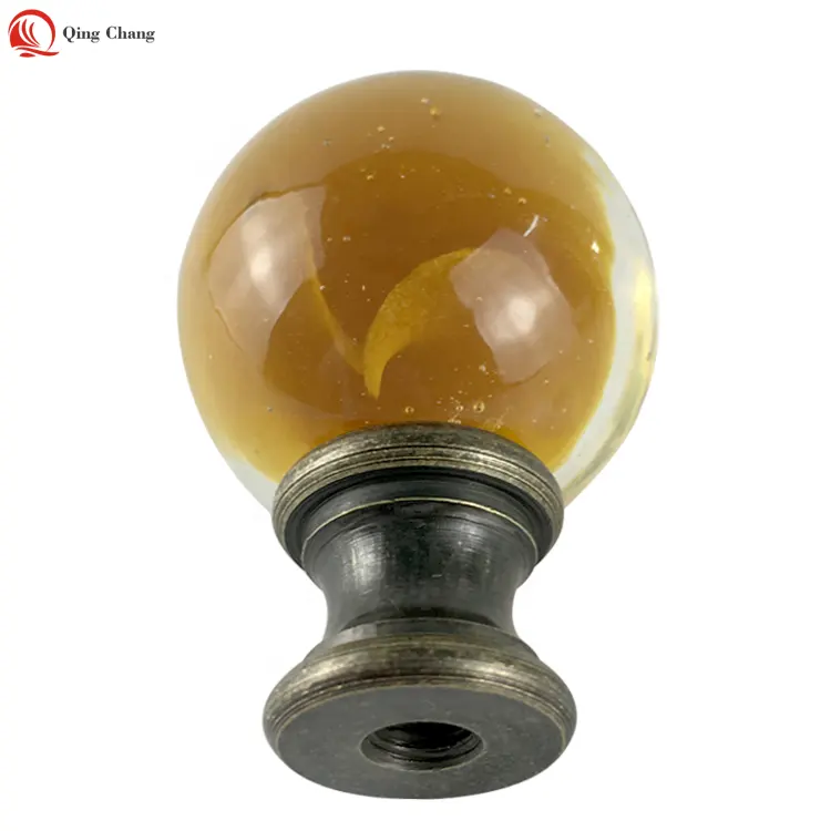 קלאסי כהה חום שקוף זכוכית כדור עם עתיק פליז גימור שולחן מנורת עיטורים