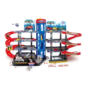 New arrival slot toys for race track diy assembled multi-storey parking lot garage with metal cars alloy diecast vehicle