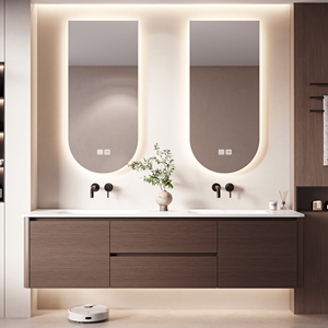 Mueble de Baño con <span class=keywords><strong>Lavabo</strong></span> Doble de Granito y Encimera, con Espejo Estilo Hotel/Villa - Product Image 1