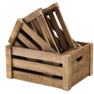 Set of 3 Wood Nesting Storage Crates with Handle Rustic Decorative Wooden Crates Distressed Crates Storage Container