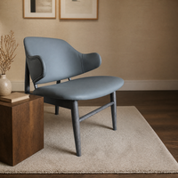 Fauteuil lounge en cuir gris de haute qualité, fauteuil d'appoint avec structure en chêne massif pour salon, OEM ODM personnalisé