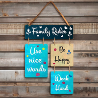 Règles de la famille Art mural décoratif cintre en bois pour salon chambre décor à la maison citations articles suspendus pour la décoration de la maison