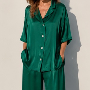 Conjunto de <span class=keywords><strong>Pijama</strong></span> de Satén Personalizado para Mujer, Sensación Suave, <span class=keywords><strong>Pijama</strong></span> Elegante, Ropa de Dormir para Mujer - Product Image 1