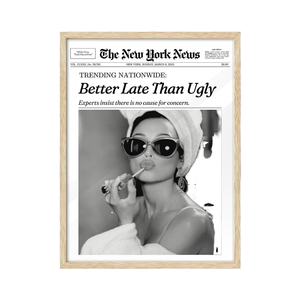 IHery legno di quercia naturale Audrey Hepburn giornale alla moda incorniciato da parete arte 12x16 Vintage titolo in tela camera da letto decorazione della parete meglio - Product Image 1