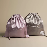 Sac à cordon en satin personnalisé avec logo pour extensions de cheveux, sac en tissu satiné réutilisable et écologique, sac à cordon pour cadeaux et bijoux
