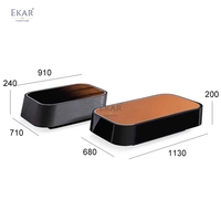 Table basse rectangulaire moderne de luxe en marbre, recouverte de cuir, pour salon
