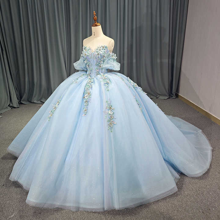 light blue dress quinceanera Sweetheart Applique Evening Princess Dress Ball Gown Dy6823 Stunning Black Girl Black Liz Media:Original pattern 3XL Occasion