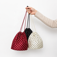 Pochette en Soie à Pois avec Cordon de Serrage, Fond Rond, Brillante, pour Cosmétiques, Trousse de Toilette, Rangement Maquillage et Bijoux, Voyage