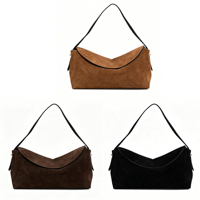 Sac bandoulière à rabat en suède, sac à l'épaule en cuir végétalien gaufré crocodile, sac à main femme mode hiver 2026