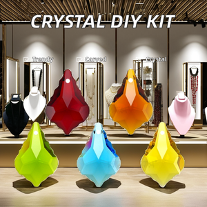 프리미엄 수제 DIY 여성용 귀걸이 목걸이 쥬얼리 16/22/28mm 시뮬레이션 크리스탈 메이플 리프 꽃잎 사랑 구슬 가닥 크리스탈 - Product Image 2