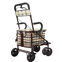 Chariot de courses pliable pour personnes âgées avec siège, grand sac de rangement, déambulateur léger pour seniors, idéal pour les courses en extérieur